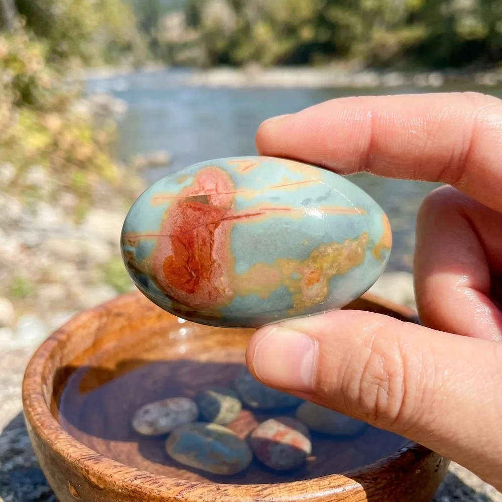 Natural Madagascar Ocean Jasper Stone Mineral Specimen, Polished Silk Agate Landscape, DIY Gemstone Home Decor Craft