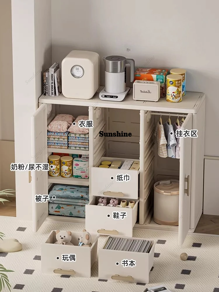 Children's storage cabinet, feeding table, baby products rack, wardrobe, large-capacity organizing cabinet