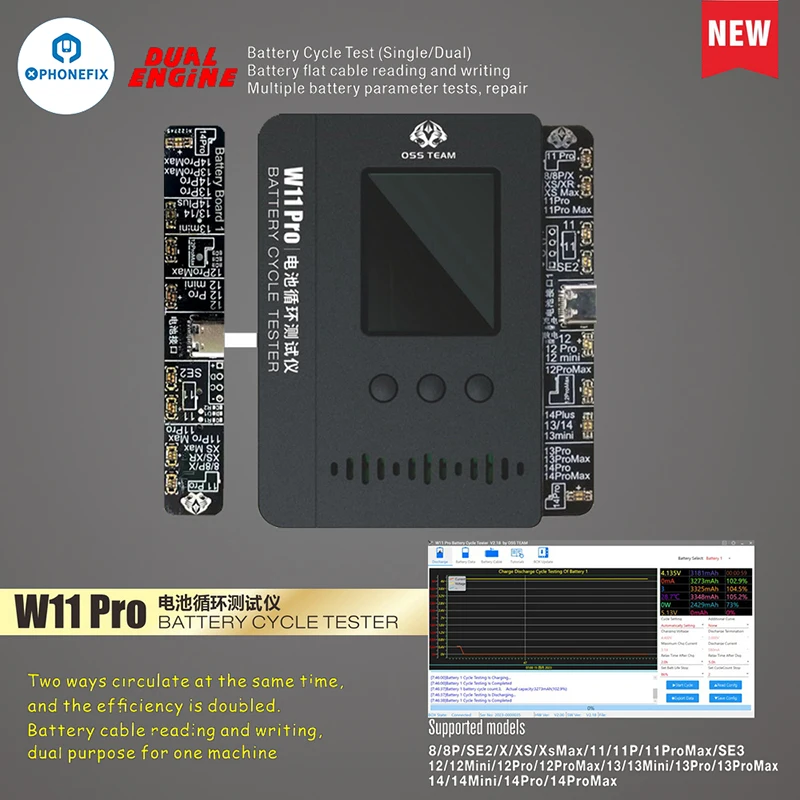 W11 Pro W12 Pro Battery Cable Repair Instrument For IP8G-14PM Battery Tag-on FPC Flex Data Cycles Modification Programmer Tool