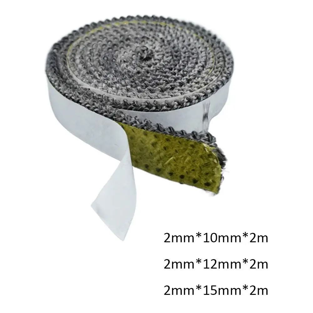 ذاتية اللصق موقد مسطح حبل 2 متر * 10 مللي متر/12 مللي متر/15 مللي متر الأسود الألياف الزجاجية الموقد شريط عزل الباب ذاتية اللصق شريط عزل #6