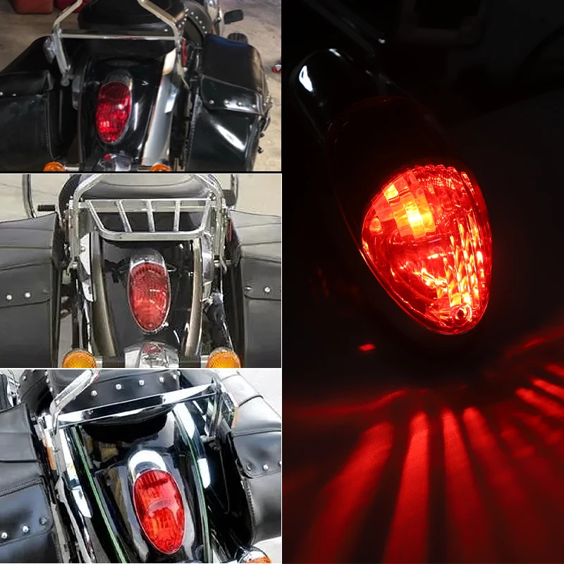 Motorcycle Tail Brake Light For Suzuki Yamaha Honda Shadow 400 750 Chopper Cruisers Red Signal Lamp 6mm 12V Moto Accessories