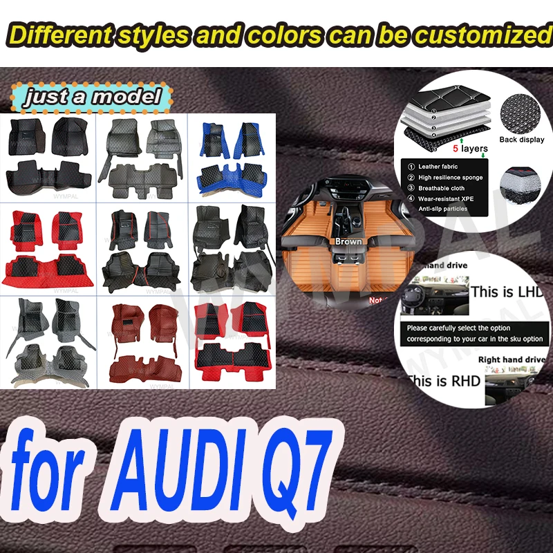 

РОСКОШНЫЕ автомобильные коврики для AUDI Q7 (семи мест) 2016 2017 2018 2019, пользовательские автомобильные подушечки для ног