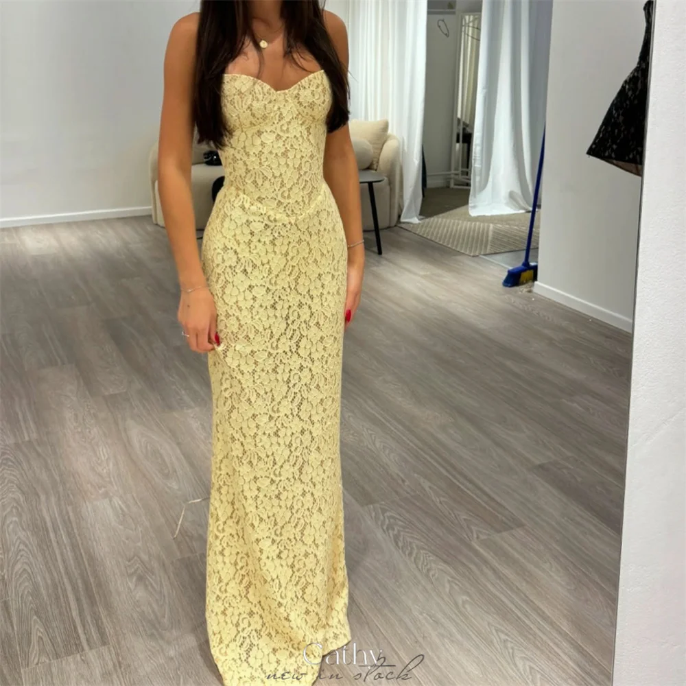 

Cathy Индивидуальные простые кружевные платья русалки без бретелек для выпускного вечера длиной до пола, Vestidos De Noche, элегантное платье-футляр, торжественный вечер 2025