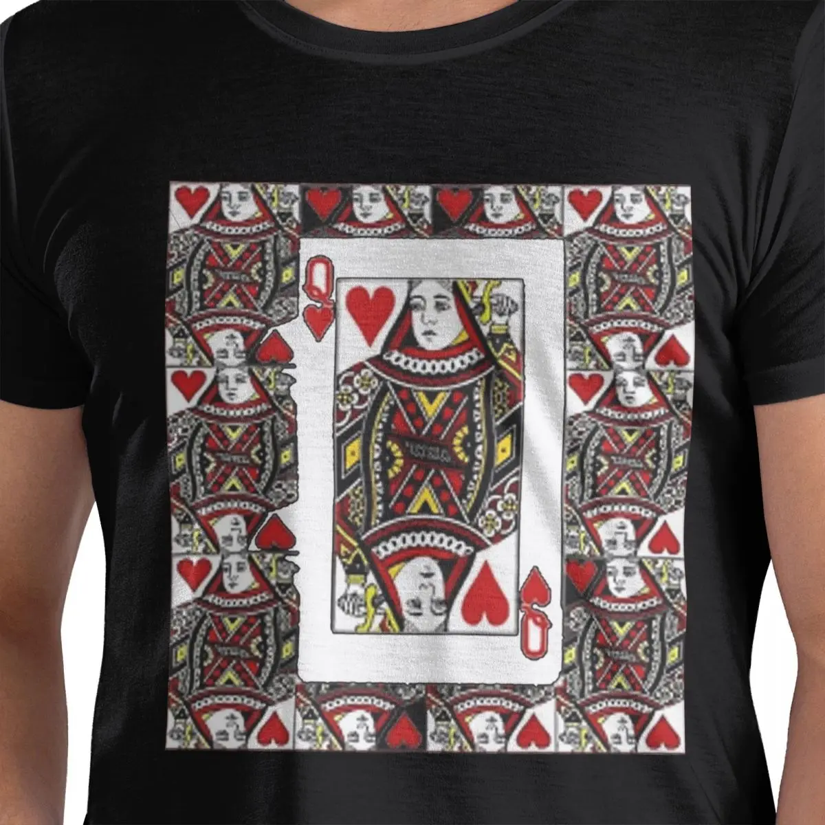 

Casino Red Queen Of Hearts Pattern White Art 100% Cotton T-Shirt Men's Oversized T Shirts Men O-Neck Short Sleeve S-6XL