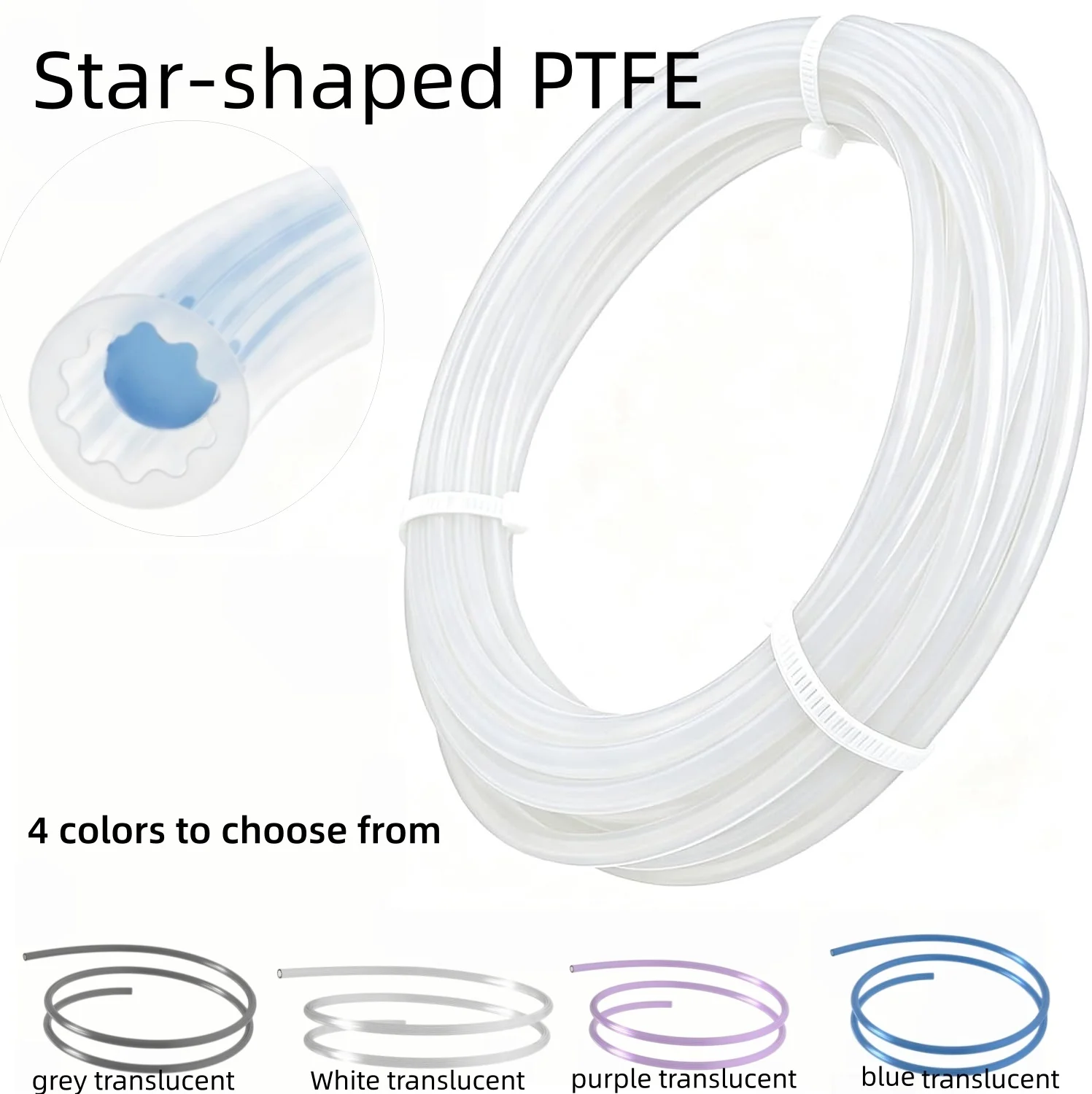 Star Shaped Japanese Materials PTFE Tube 4mm OD Teflonto Ultra-Smooth Flow DIY 3D Printer For Bambu Lab AMS Creality