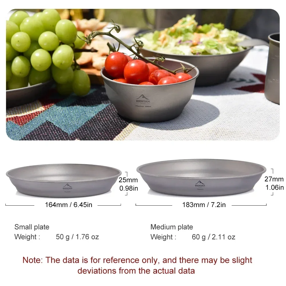 Widesea Camping Ultralight Titanium Kom Plaat Pan Servies Set Multi Size Salade BBQ Schotel Outdoor Diner Reizen Kookgerei Cup