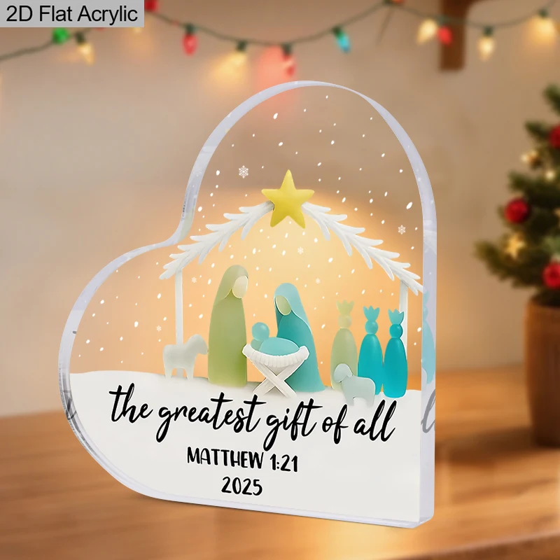 Letrero navideño acrílico 2D con diseño de caballeriza - Letrero decorativo navideño que representa el peregrinaje de los Tres Reyes Magos