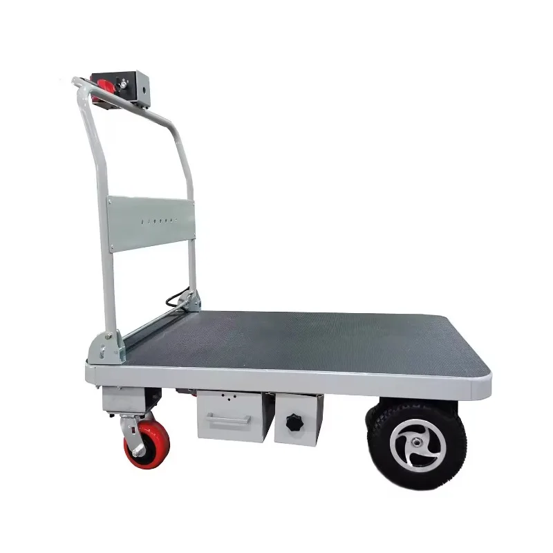 Electric Shopping Cart Basket Platform Cargo Hand Trolley Cart Flatbed Truck Carton Stainless Steel Electric Folding 200KG