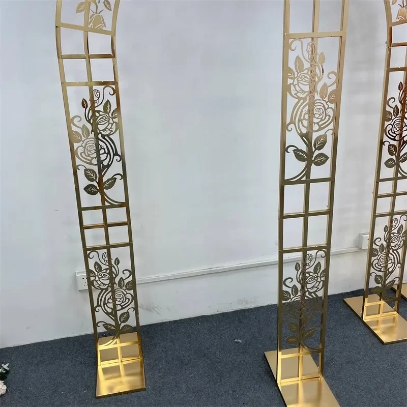 20 style)New  Arch Engraving pattern Screen Frame Wedding Arches Gold Plated Geometric Flower Door Frame Artificial Flower Deco