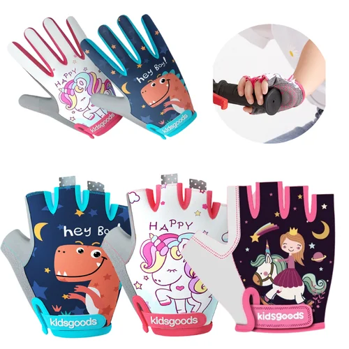 Guantes de ciclismo para niños, patines de medio dedo, guantes para bicicleta de montaña, guantes deportivos para niños y niñas