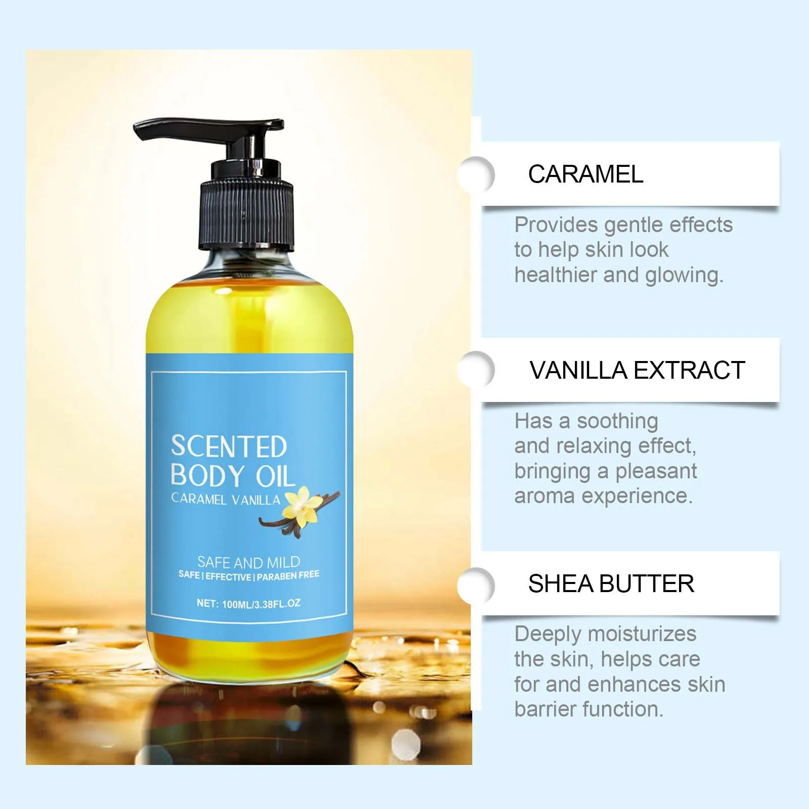 100ml Caramel Body Oil Moisturizing And Moisturizing Nourishing Skin Massage Oil