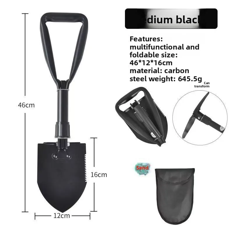 Multi-functional Engineer Shovel, Outdoor Digging Tool, Hiking Expedition Gear, Foldable Car Shovel folding shovel shovel