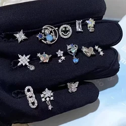 1pcs New Fashion Bling Zircon Star Heart Ear Bone Nail Inoxidable Stainless Steel Punk Earrings For Women Exquisite Jewelry Gift