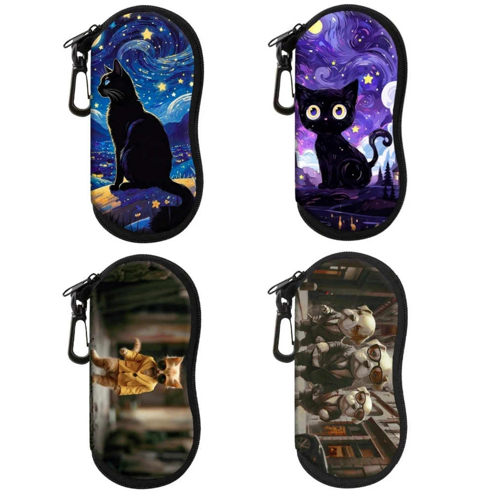 Cute Glasses Case Shockproof Sunglasses Pouch Dog Eyeglass Bag Soft Carabiner Glasses Bag For Belts Beach Trips Outdoor