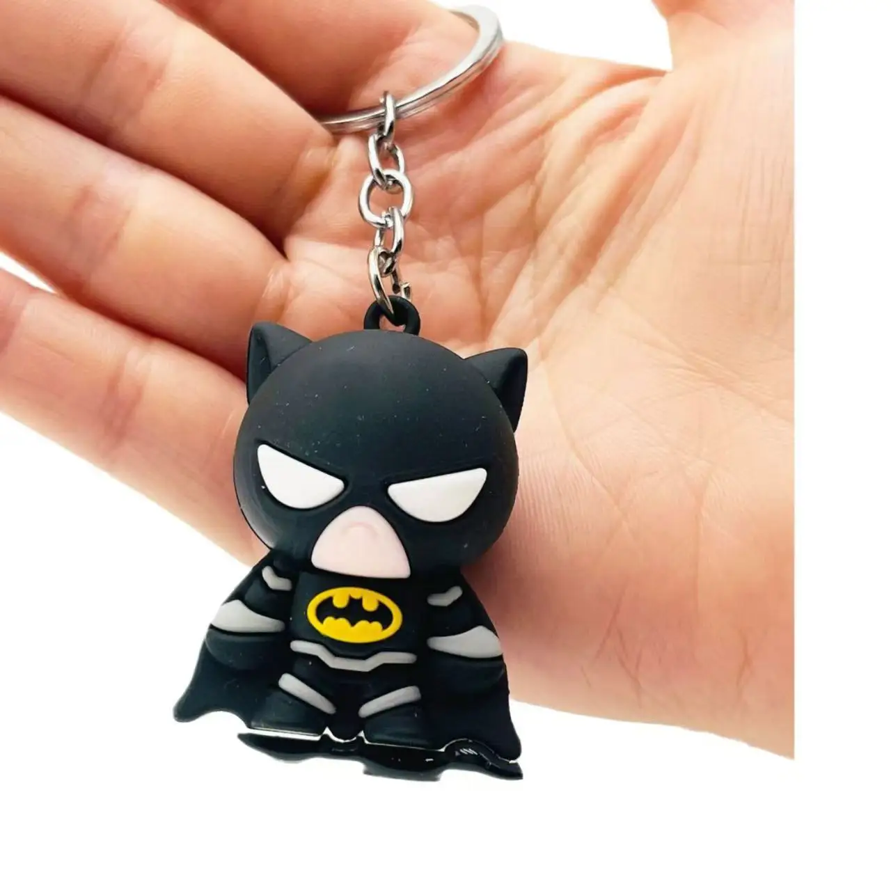 Marvel Cartoon Keychain Iron Man Bat Hulk Thor Anime Avengers Key Ring Figure Silicone Car Key Jewelry Toys Gift view 5