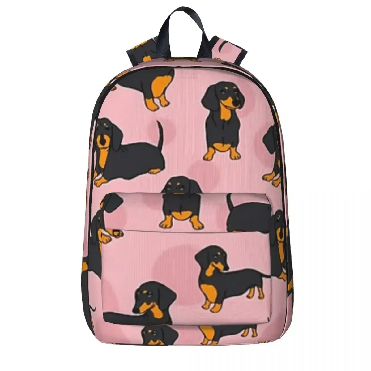 Pink Blue Tan Smooth Dachshund Pattern Sticker Pack Backpack Children School Bag Laptop Rucksack Travel Rucksack Bookbag