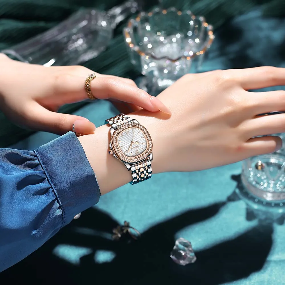 CHENXI Women's Watch Luxury Diamond Quartz Watches Stainless Steel Fashion Dress Wristwatches Clock Gift for Ladies