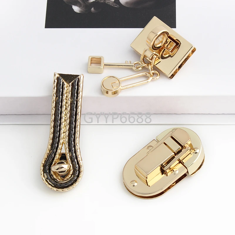 2/5/20Sets Gold/Light Gold Round/Rectangle Metal Push Press Snap Clasps Locks For Handbag Purse Bags Turn Twist Lock Accessories