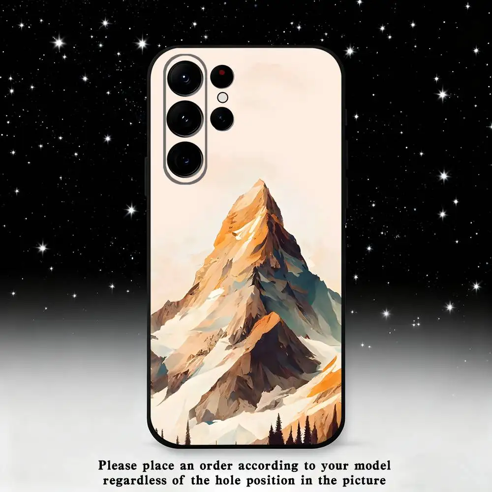 Coque de téléphone Design paysage de montagne des neiges, étui noir pour Samsung S25,S24,S21,S22,S23,S30,Ultra,S20,Plus,Fe,Lite,Note,10,9,5G