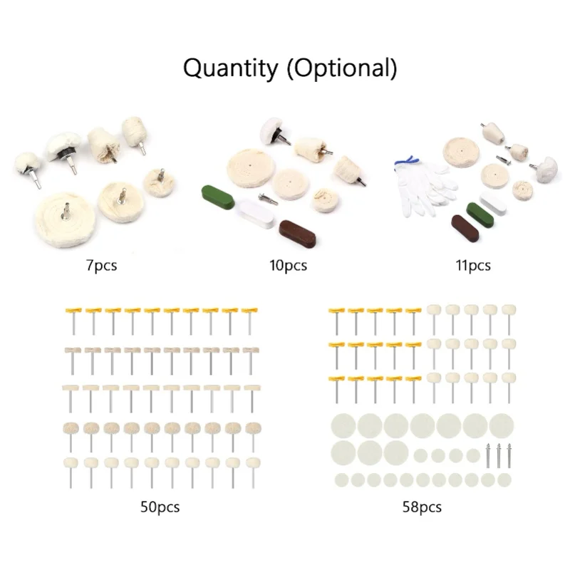 7pcs 6.35 Shank Lint Polishing Wheel Polishing Tool Kit Buffing Wheel Polishing Pad Tools For Stainless Steel Aluminum Copper