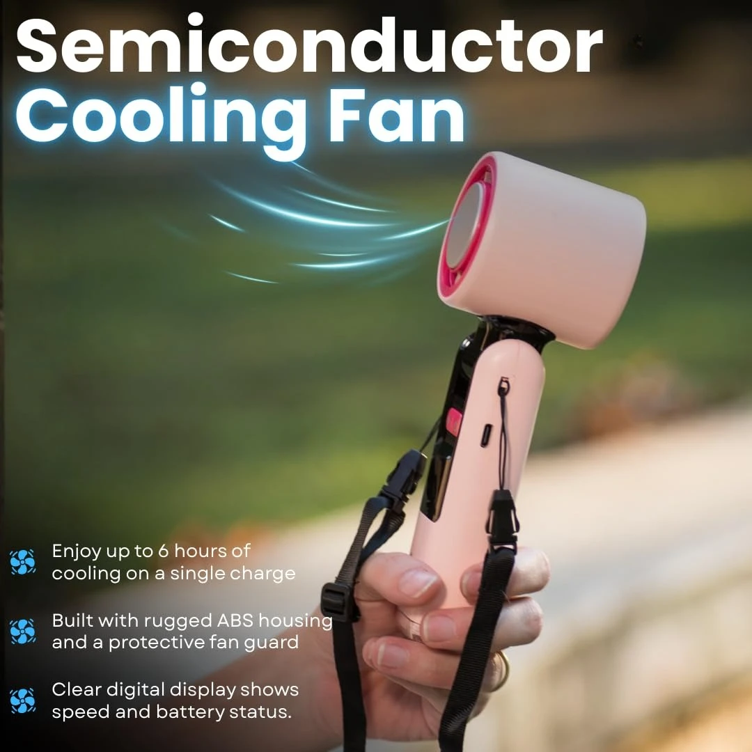 Portable Peltier Chill-Pad Fan Cooling Handheld Fan with Cold Plate 13K RPM,100 Speeds & LED Display USB Rechargeable Travel Fan