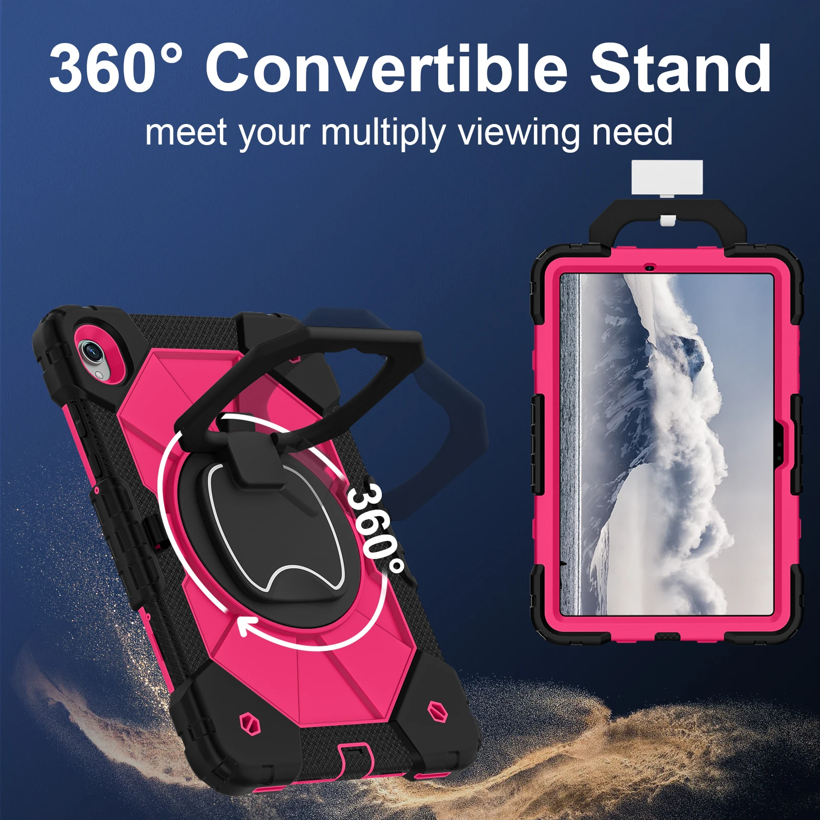 Etui z podstawką obrotową do tabletów Samsung Tab S11 S10 S9 FE A9 Plus A7 Lite, grube, odporne na wstrząsy, z uchwytem, twarda obudowa. — zdjęcie produktu 5