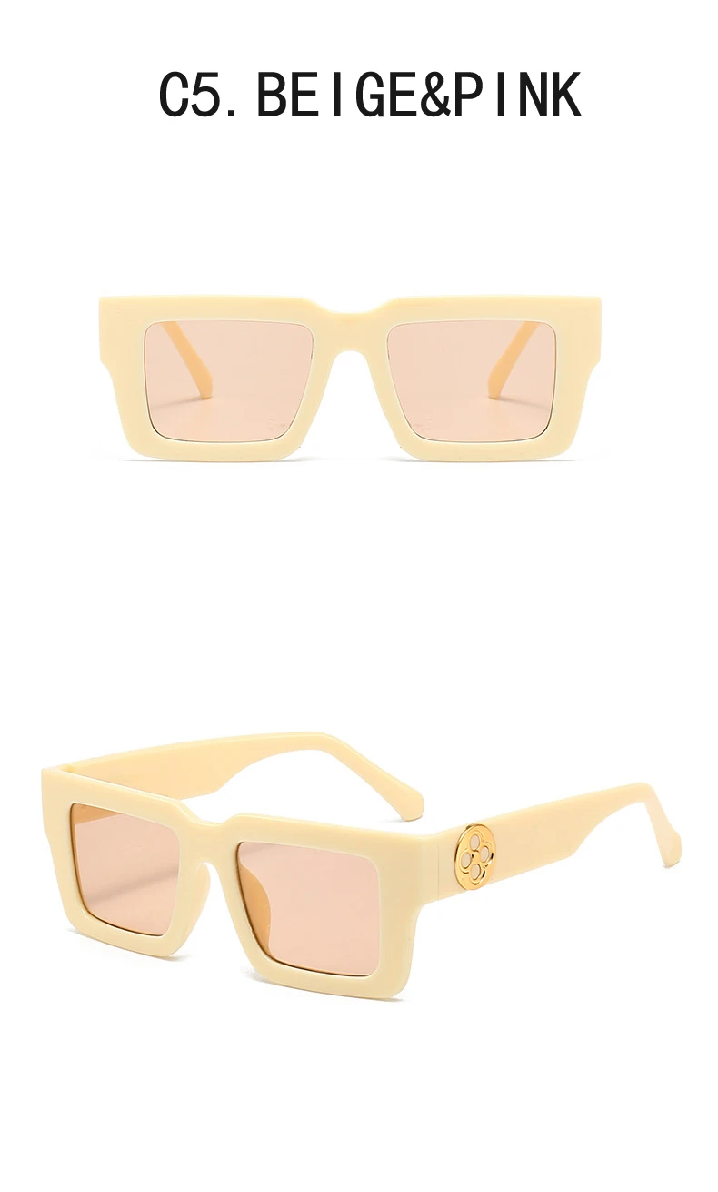 Neue Retro Quadrat Sonnenbrille Für Frauen Männer Blume Dekoration Mode Damen Sonnenbrille Ins Heißer Schattierung Brillen UV400 – Detail 10