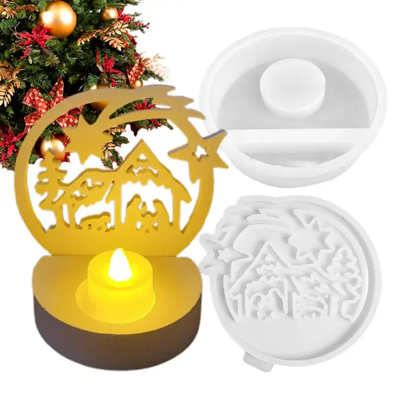 

Nativity Set Silicone Mold Christmas Scene Candle Holder Mold Reusable Epoxy Casting Mold 3D Handmade Mold for Bead Candle