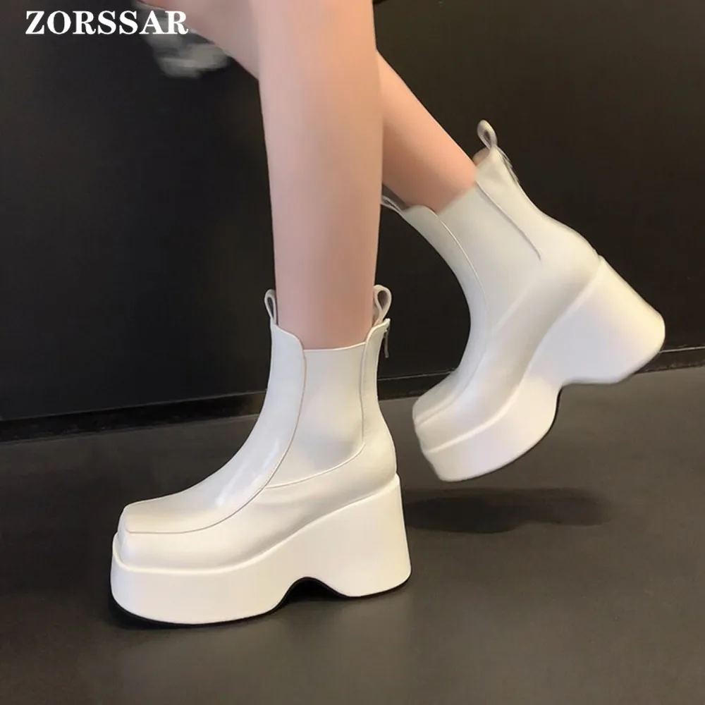 

Совершенно новый дизайн, женские ботильоны на платформе, на танкетке, на высоком каблуке, обувь в готическом стиле в стиле панк, осенние женские модные ботильоны с квадратным носком