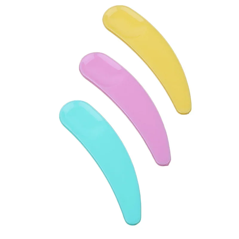 100 ชิ้นทิ้งโค้ง Scoop Mini Facial Mask เครื่องสําอางค์ไม้พายพลาสติกครีมผสมช้อนแต่งหน้า Applicator Sticks