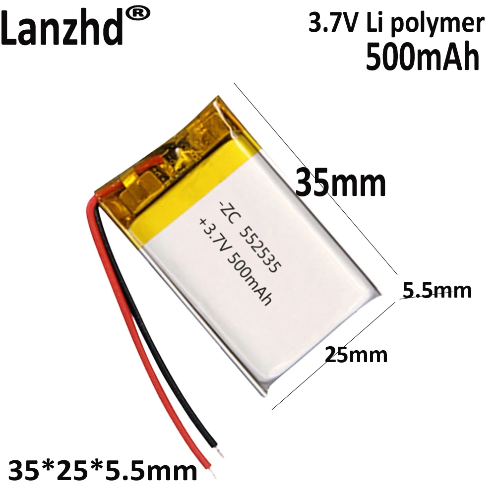 

552535 polymer lithium battery 3.7v 500mAh For massage machine breast pump electric toy locator battery