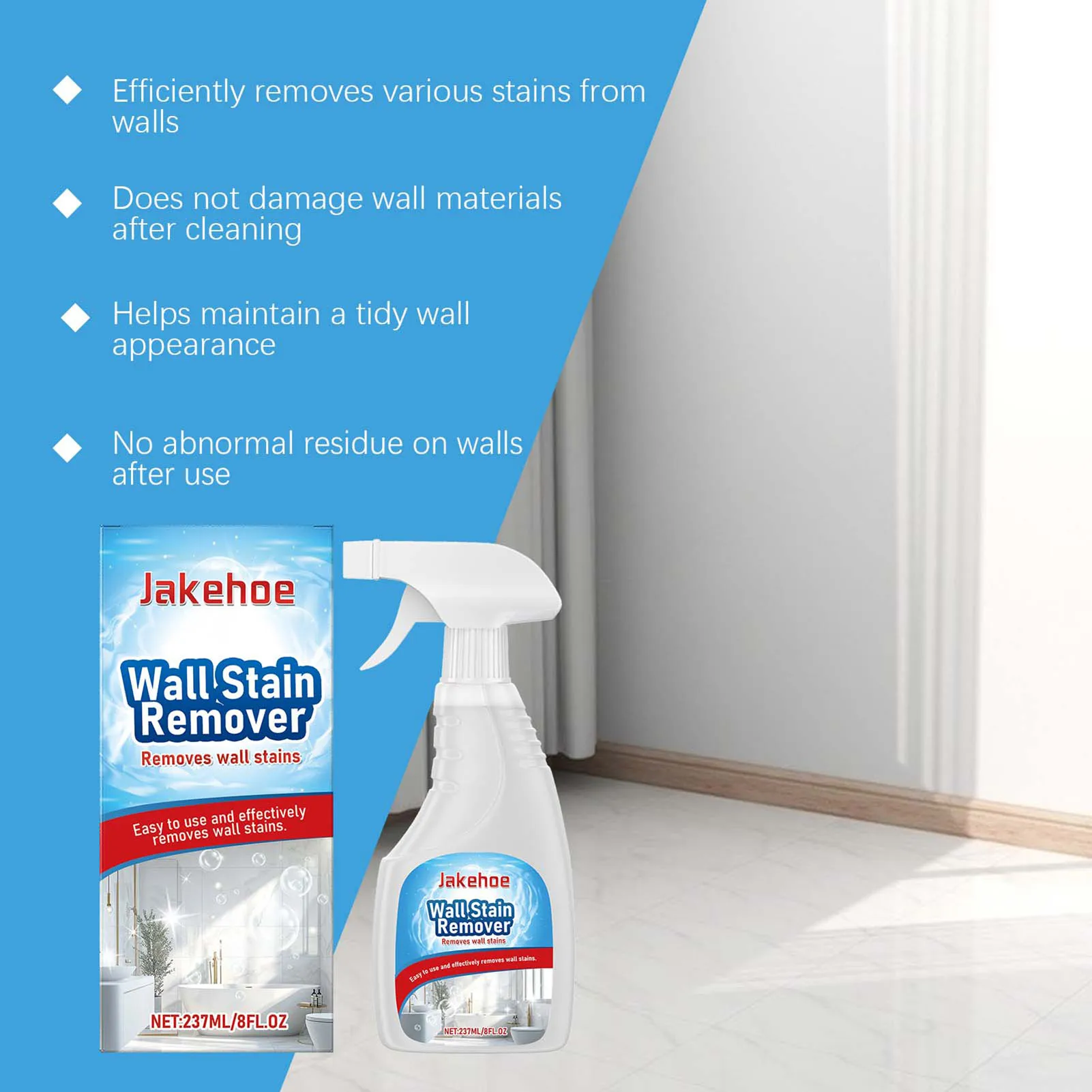 

Odor-less Wall Spot Cleaner For Sensitive Surfaces Odor-free For Family Safety. Bathroom Stains