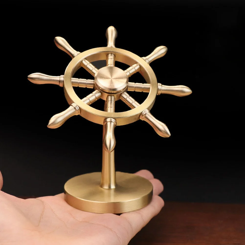 Marine Rudder Crafts Decor Brass Navigator Ornament Turning Gifts Chop Hands Pilot Party