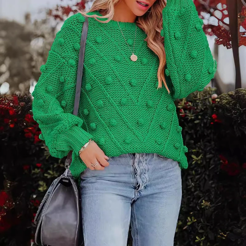 

Fall/winter 2025 Wool Ball Sweater Loose Long-sleeved Pullover Women's Coat
