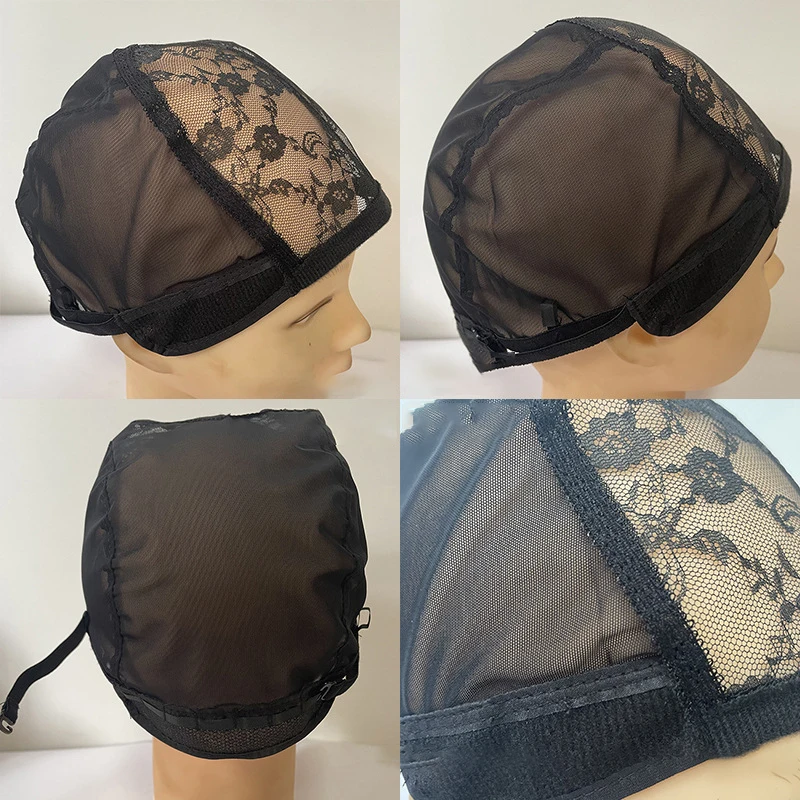 

1pcs New Lace Wig Cap For Making Wigs With Adjustable Straps Stretch to 56cm Weaving U Part Cap Black Women's Dome Hair Nets Hat