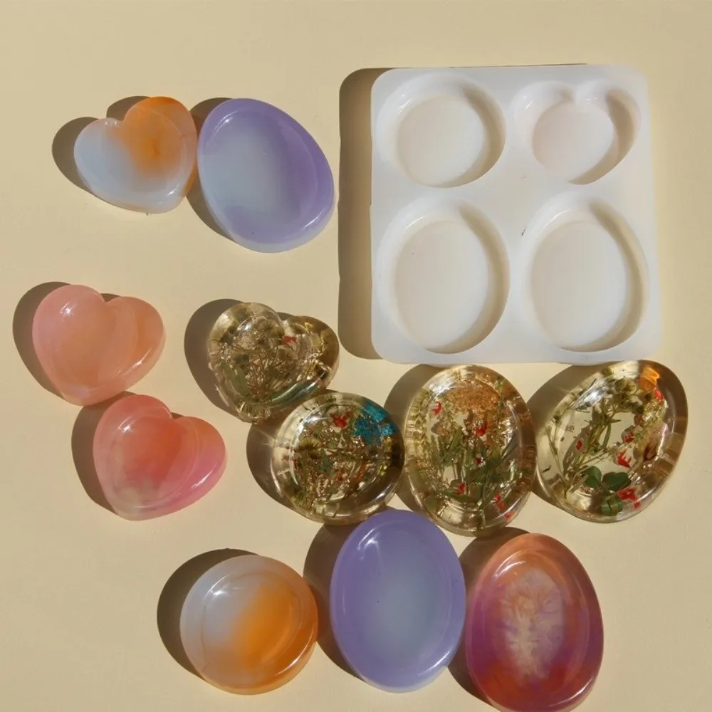 Silicone Pocket Stone Mold Four Designs Heart Shaped Resin Silicone Mold Stress Relief Hand Craft Stress Relief Mold