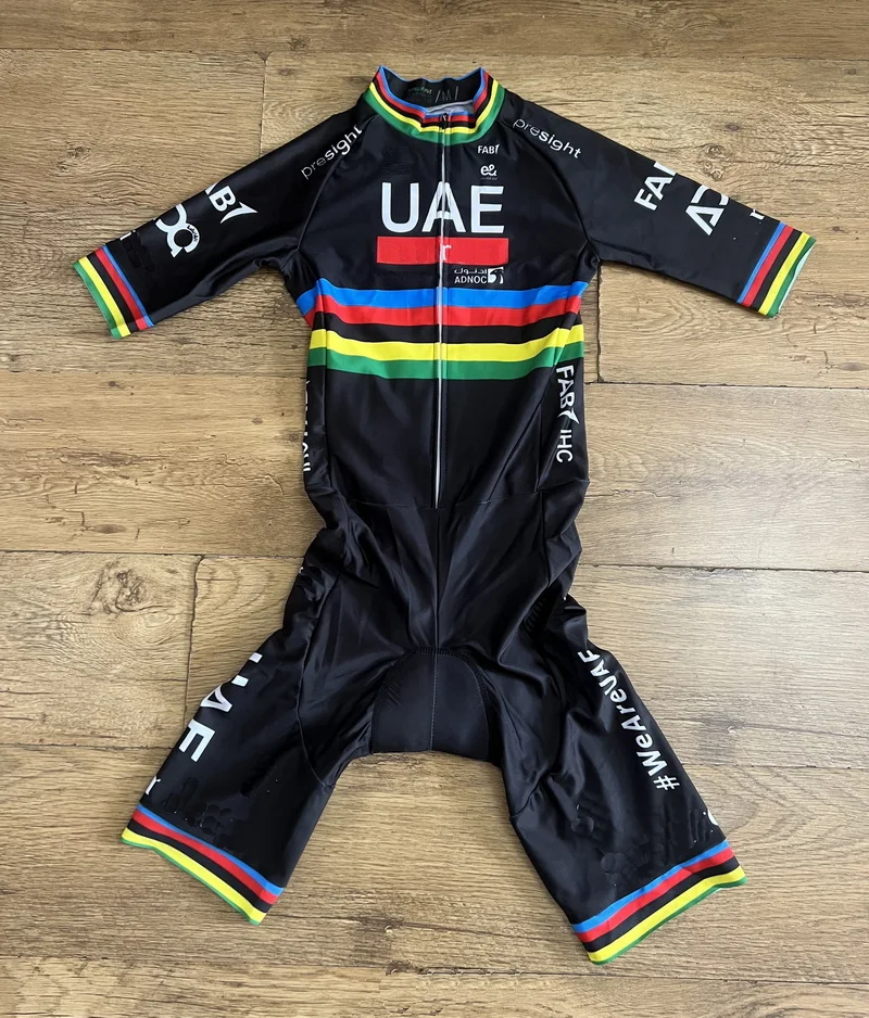 LASER CUT Skinsuit 2024 UAE TEAM BLACK WORLD CHAMPION Bodysuit SHORT Cycling Jersey Bike Bicycle Clothing Maillot Ropa Ciclismo