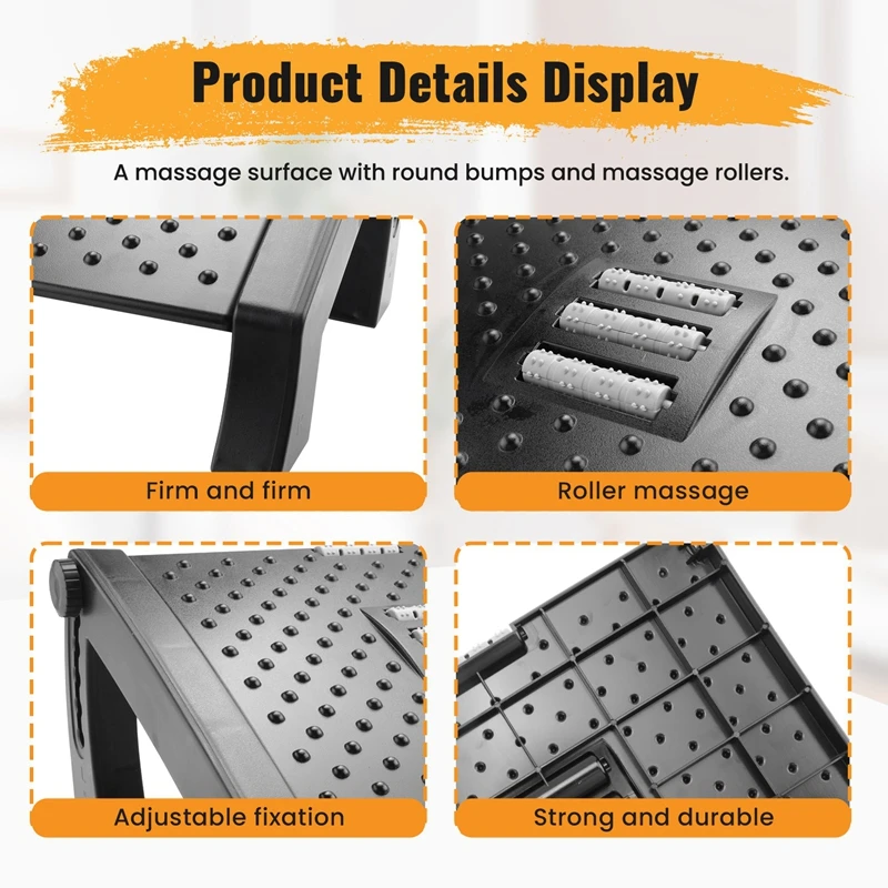 PORK-Adjustable Footrest, Desk Footrest With Massage Function, Non-Slip Foot Stools Great For Home & Office Accessories