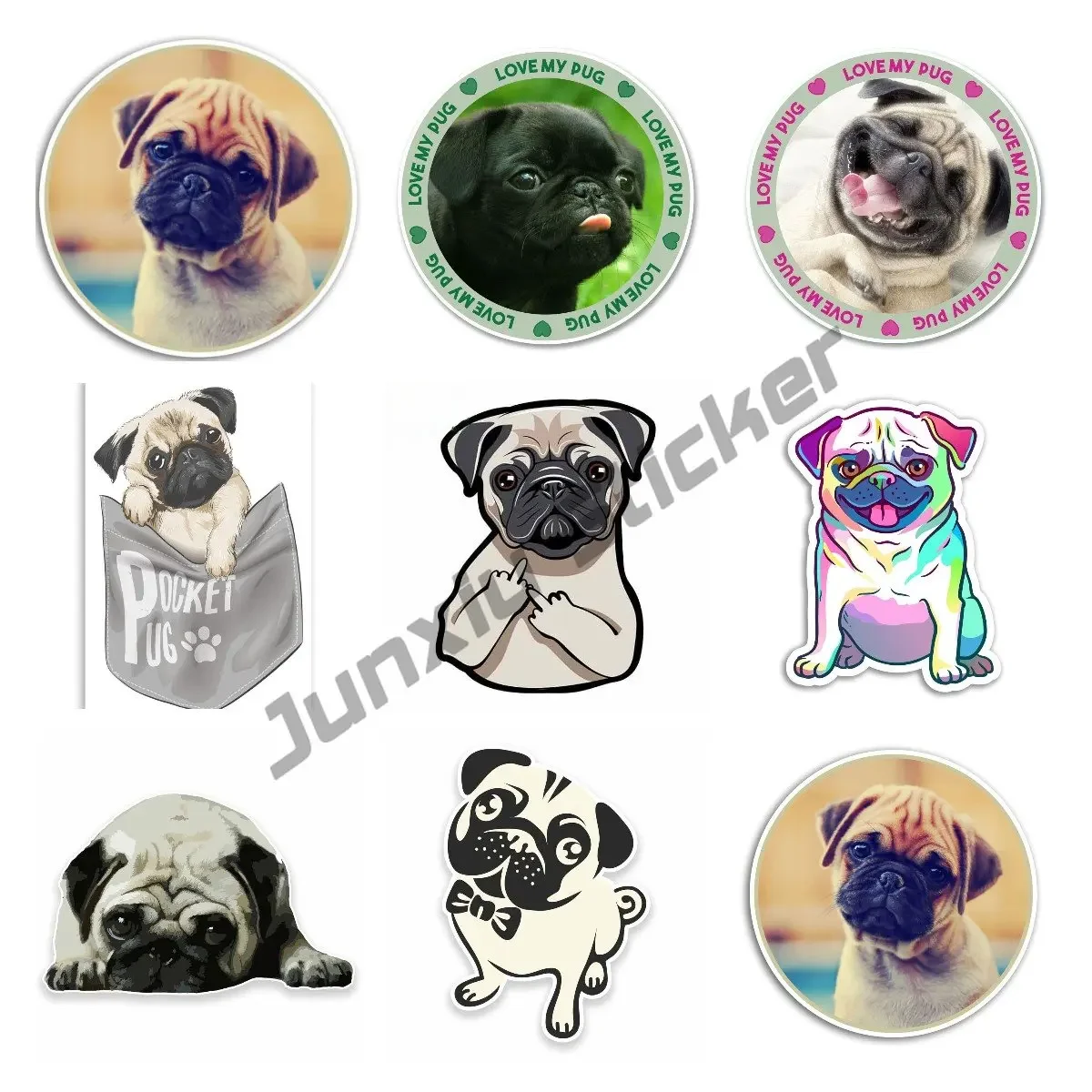 

Funny Rude Pug Dog Vinyl Animal Car Sticker Laptop Luggage Decal Graphic Game The Whole Body