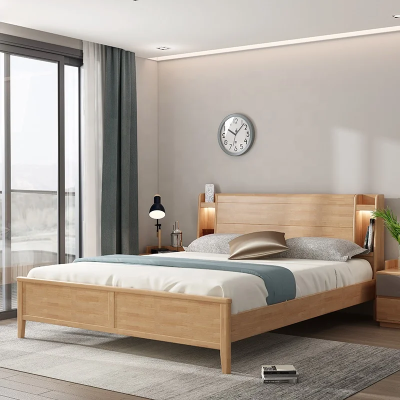 Environmentally Friendly Normal Latest Design Solid Wood Frame Bedroom Furniture Luxury Wooden king Size Beds with Large Storage