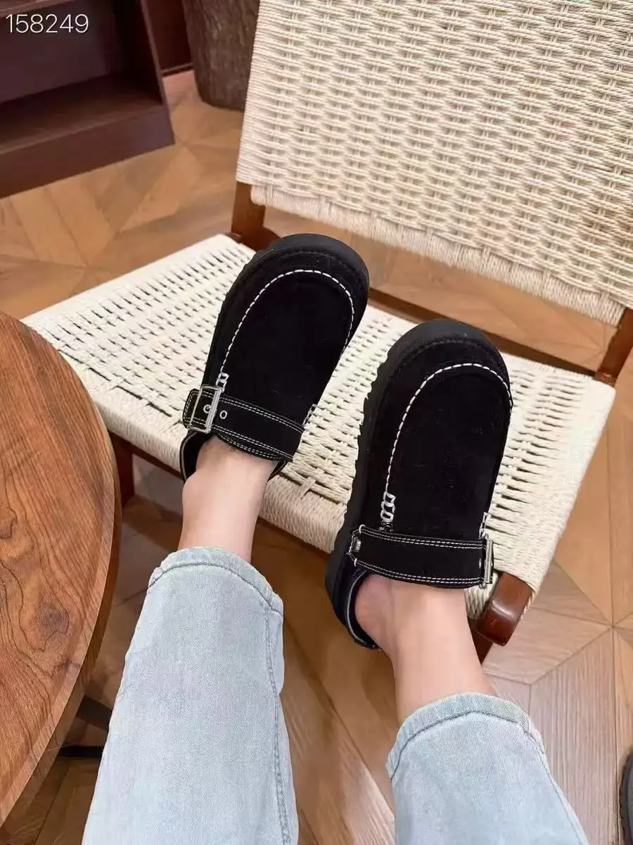 2026 Neue Winter-Hausschuhe aus Schafwolle mit integrierter, dicker Sohle für Damen, Retro-Zehenwickel-Müller-Schuhe für den Außenbereich – Detail 2