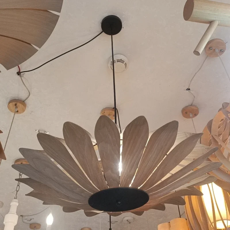 Lampadario Vintage con Chip di legno di ciliegio per soggiorno negozio di mobili decorazione lampadario versione personalizzata E27