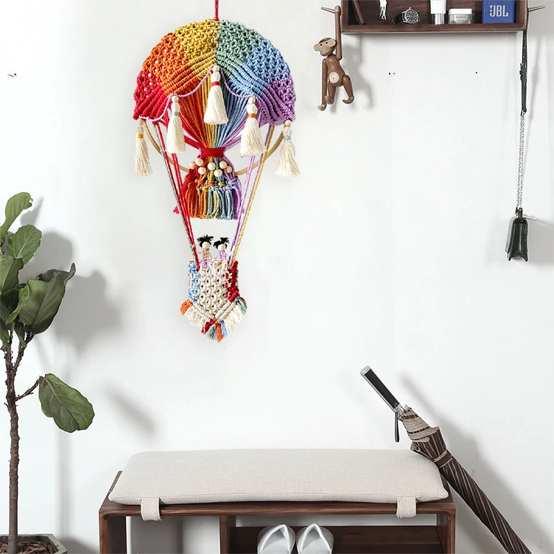 Creative Hot Air Balloon Wall Hanging Handmade Woven Tapestry Wall Decoration Bohemian Style Home Decoration Room Background