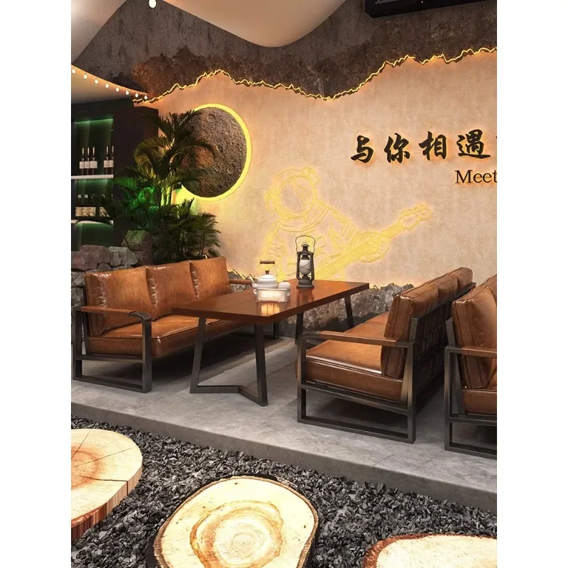 

Wind bar Solid wood tables and chairs Industrial style card seat