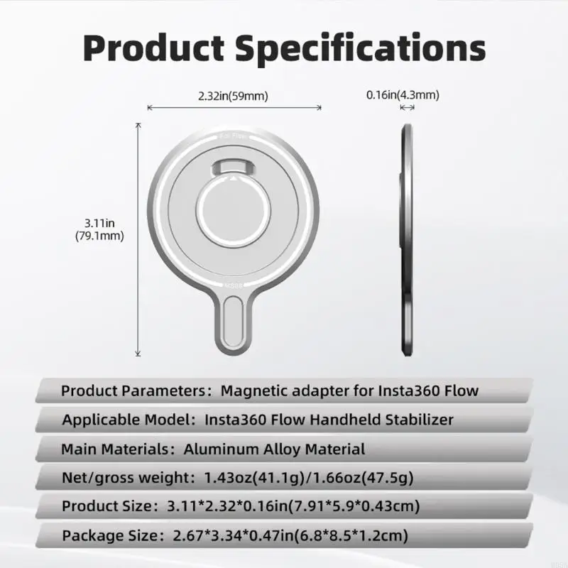 Adaptador montaje magnético teléfono para flujo 360 Fuerte Fuerte Rings metal placa magnética
