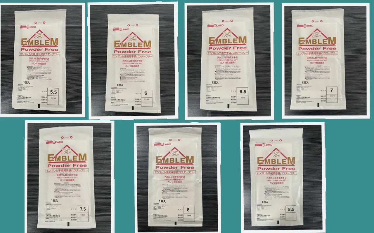 

SANKO EMBLEM Powder free (1pair) 12 inch Natural latex powder free gloves gamma ray disinfection dual color 30cm