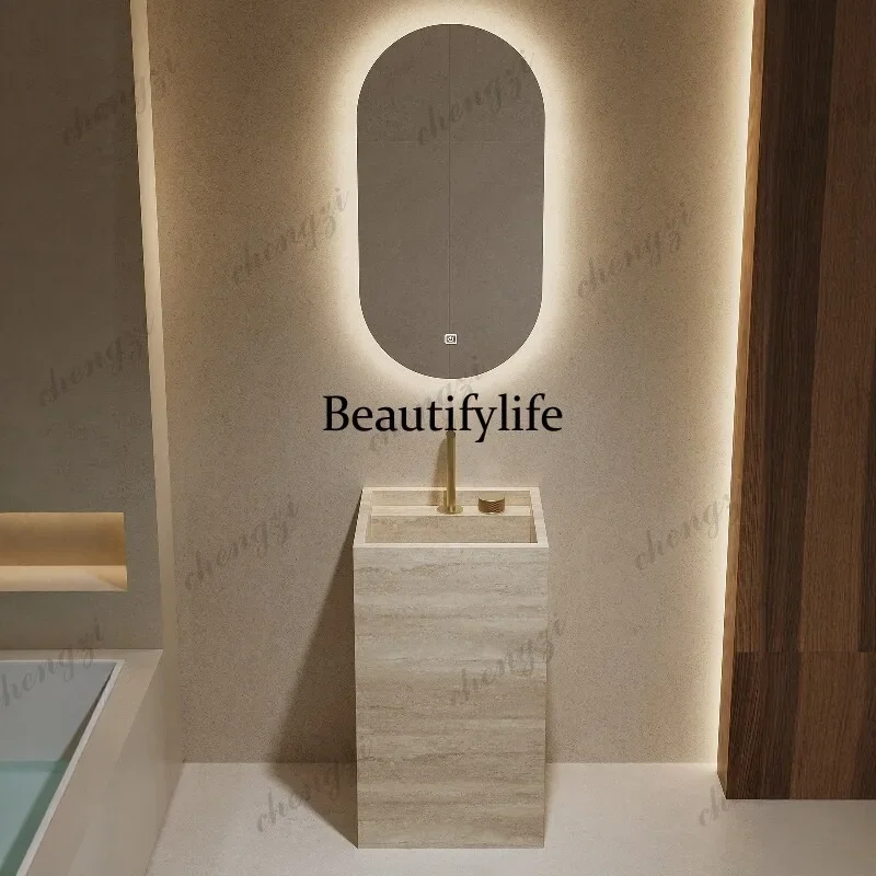 H134 A74 rock slab floor-to-ceiling column basin hotel villa bathroom washbasin washtable customization