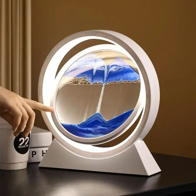 

Sandscape Kinetic Sand Art Picture Quicksand Table Lamp Dynamic Liquid Hourglass Moving Sand Painting Flowing Sand Home Decor