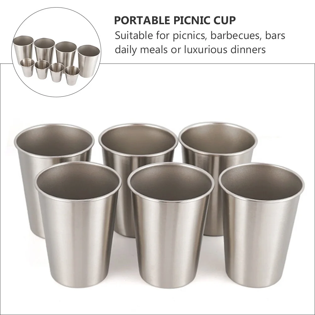 

8Pcs Stainless Steel Wine Tumblers Metal Beer Cups Portable Bbq Picnic Coffee Water Mugs Camping Cups Wine Tumbler