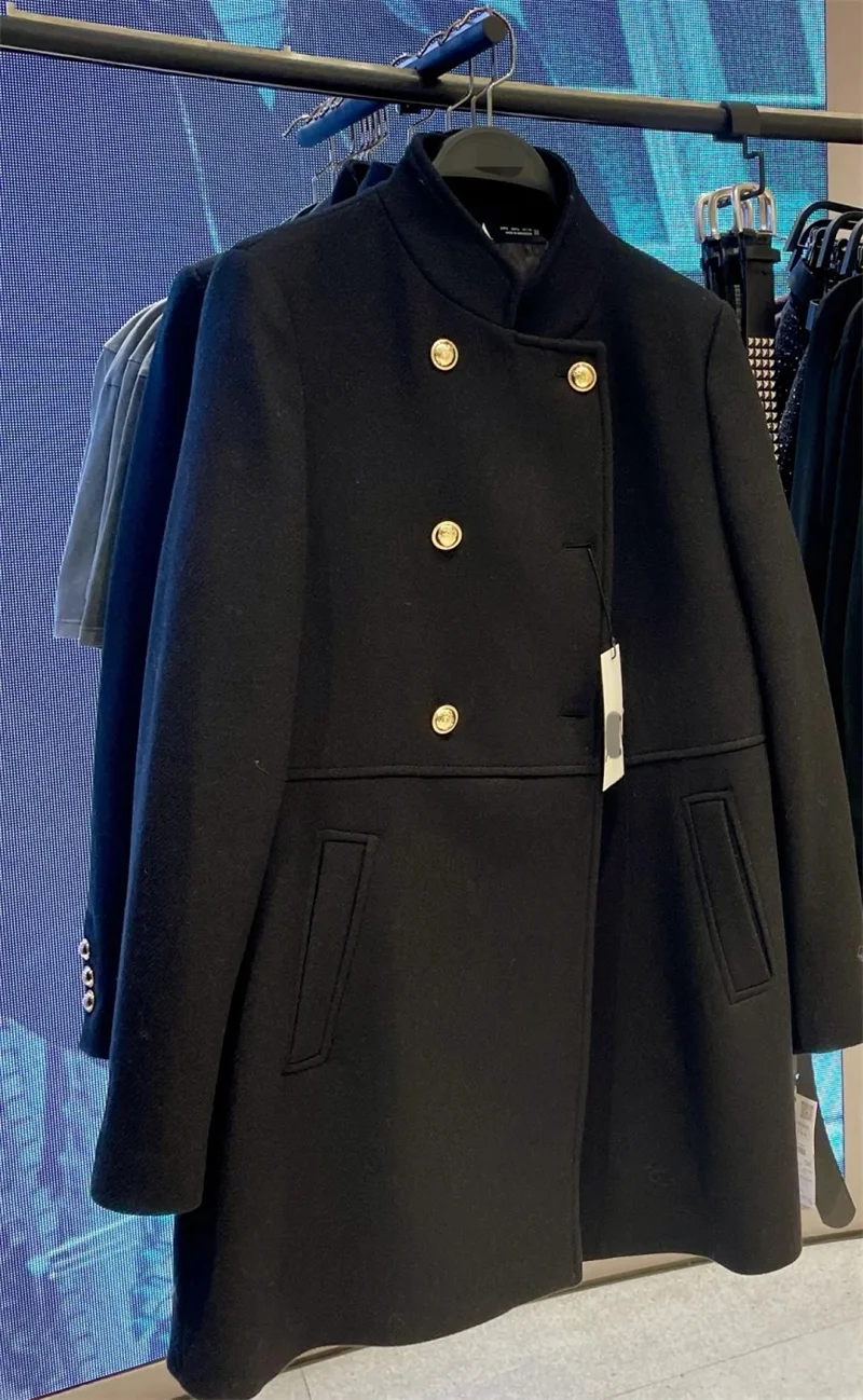 معطف نسائي 2025 خريف وشتاء نمط جديد أسود طويل الأكمام زر مزين معطف بسيط موضة عادية متعددة الاستخدامات #6